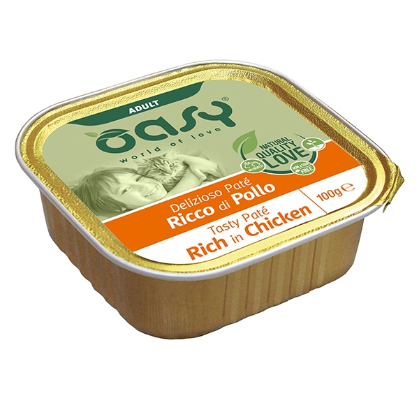 Oasy - Gatto Delizioso Patè Ricco di Pollo 100 g