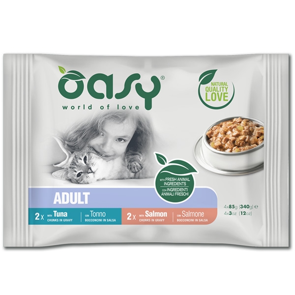 Oasy - Bocconcini in Salsa Adult Multipack Selezione di Pesce 4 x 85 g