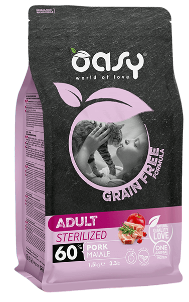 Oasy - Gatto Grain Free Adult Sterilized con Maiale