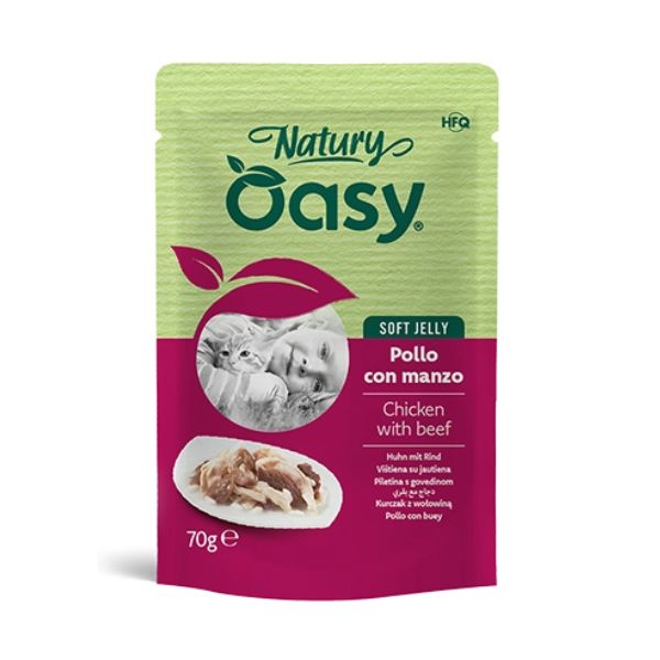 Oasy - Cat Adult Natury Pollo Con Manzo Soft Jelly 70 g