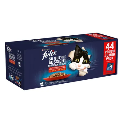 Felix Le Ghiottonerie Multipack Pollo, Manzo, Agnello e Anatra 44 x 85 g