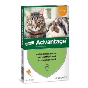 Elanco - Advantage Spot On per Gatti e Conigli <4 Kg 40 Mg 4 Pipette