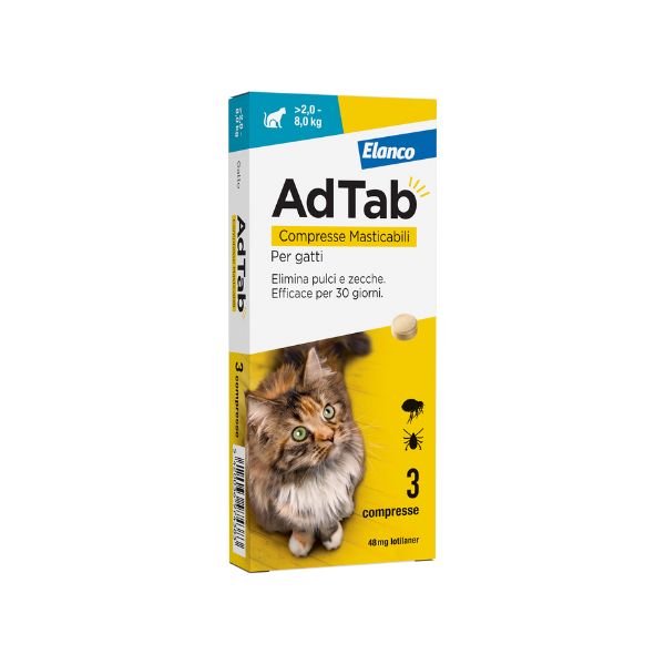 Elanco - AdTab Gatto 2-8 Kg 48 Mg 3 Compresse